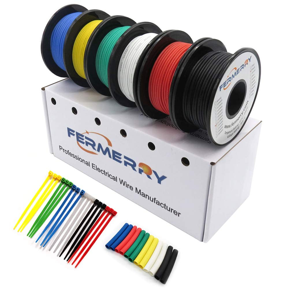 14 Gauge Electrical Wire Silicone Cables Hook up Wire Kit 6 Colors 5Ft Each 14 AWG Stranded Wire from
