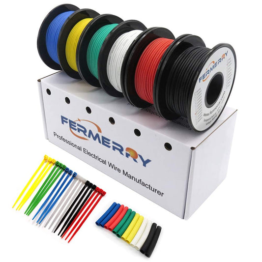 14 Gauge Electrical Wire Silicone Cables Hook up Wire Kit 6 Colors 5Ft Each 14 AWG Stranded Wire from